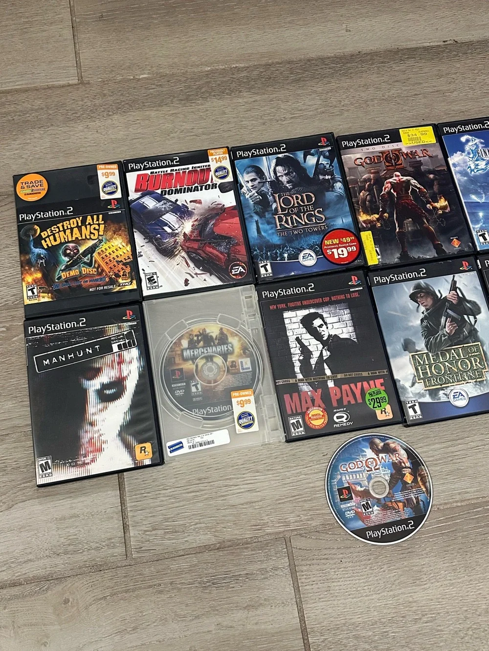 VTG PlayStation 2 Video Games Lot (11) (God Of War 1 & 2, Manhunt, Max Payne)